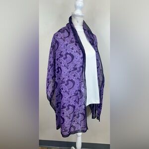 GAP Long Cotton Purple Floral Women's Scarf Lightweight Shawl Wrap Spring Summer